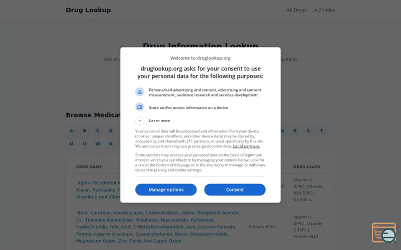 Screenshot of Drug Lookup