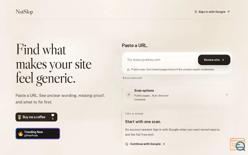 Screenshot of NotSlop