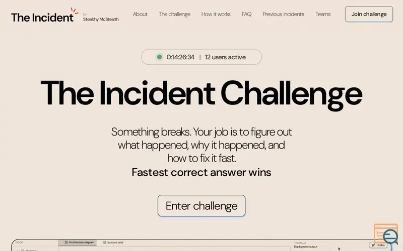 Screenshot of The Incident Challenge