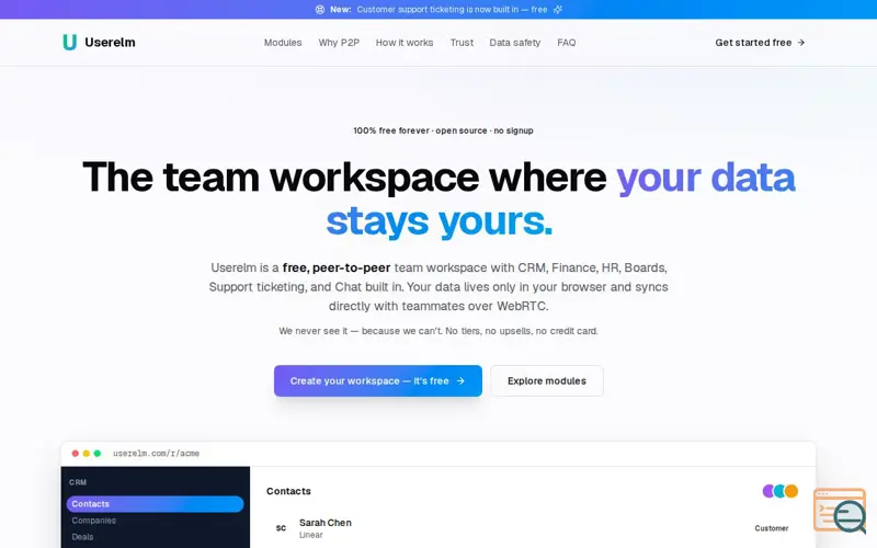 Screenshot of Userelm