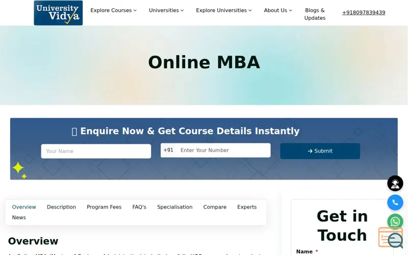 Screenshot of Online MBA, a launch using ValServer