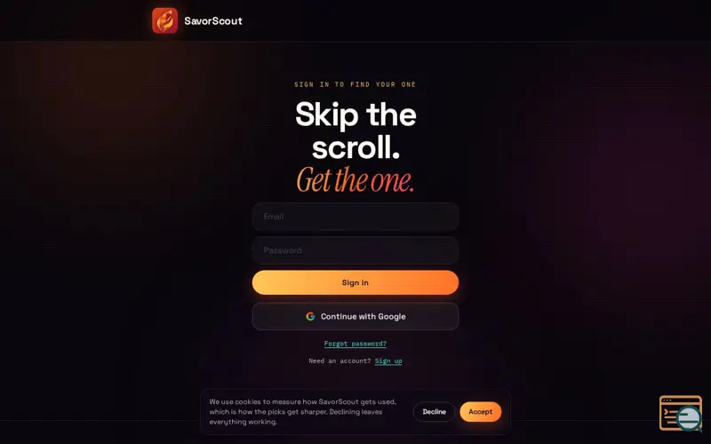 Screenshot of Savor Scout 