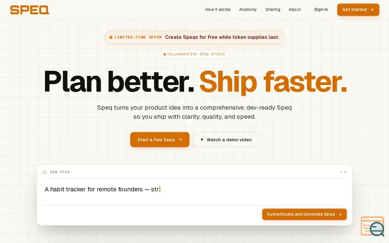 Screenshot of Speq