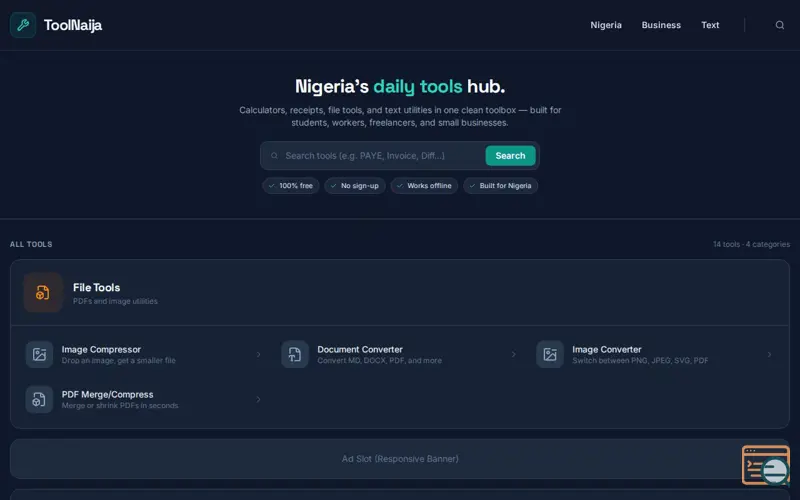 Screenshot of ToolNaija