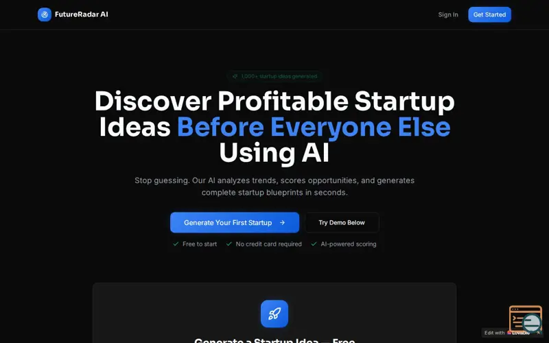 Screenshot of FutureRadar AI