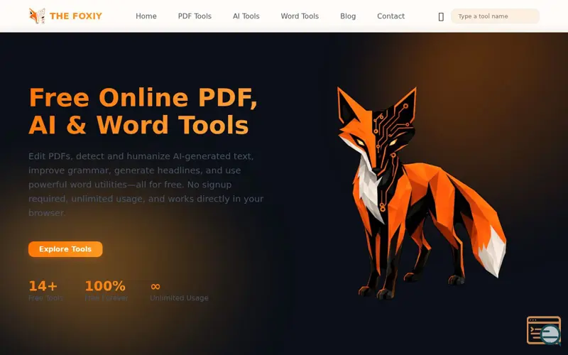 Screenshot of The Foxiy, a launch using SaaS Browser