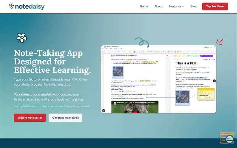 Screenshot of Notedaisy