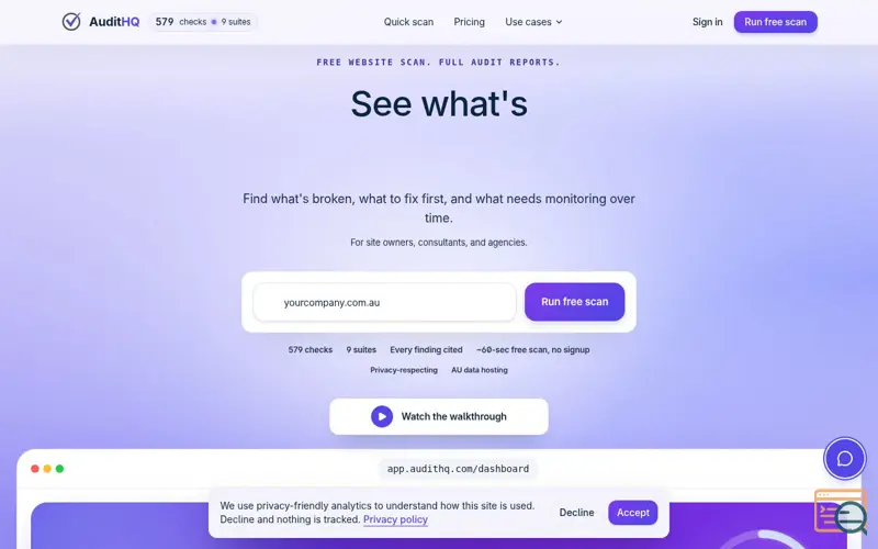 Screenshot of AuditHQ