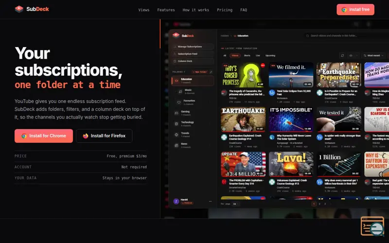 Screenshot of SubDeck