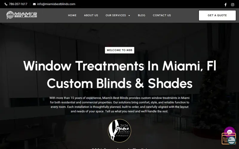 Screenshot of  Miami’s Best Blinds, a launch using CallRail