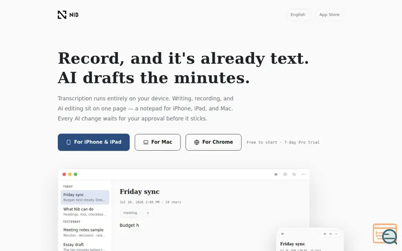 Screenshot of Nib