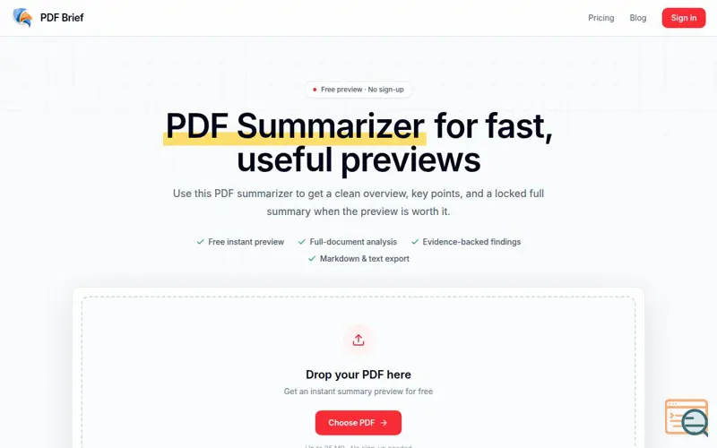 Screenshot of PDF Brief, a launch using Cloudflare Email Routing