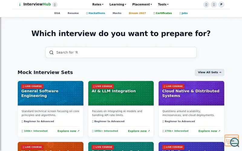 Screenshot of Interview Hub