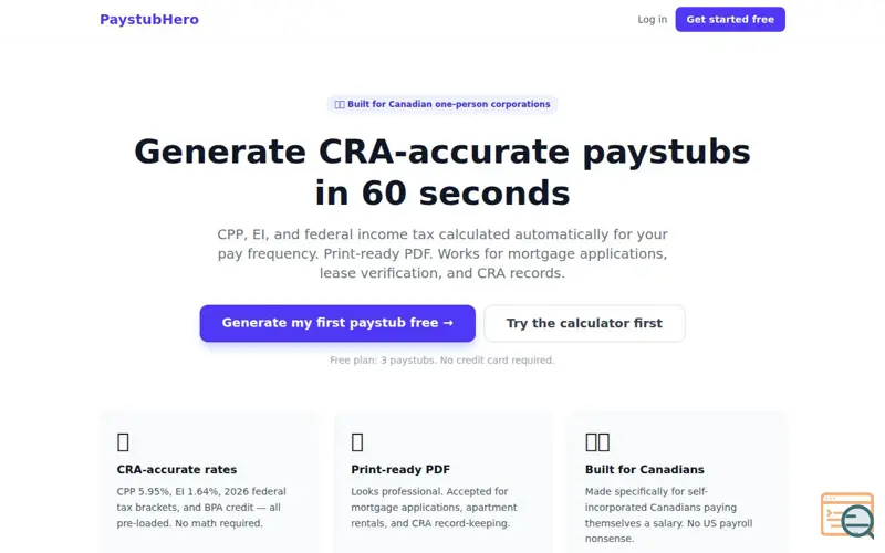 Screenshot of PaystubHero