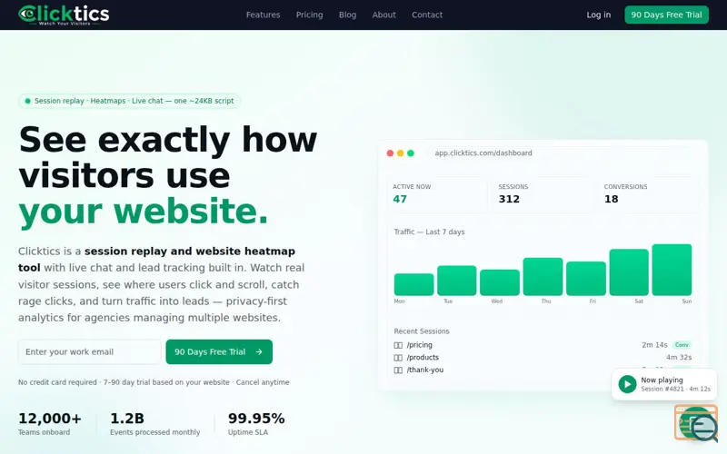 Screenshot of Clicktics