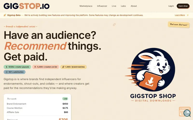 Screenshot of Gigstop