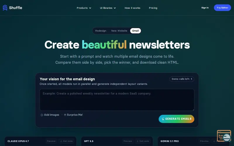 Screenshot of AI Email Design