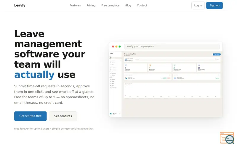 Screenshot of Free Leave Management Software for Teams — Leavly