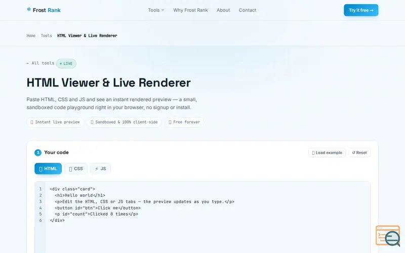 Screenshot of HTML Viewer & Live Renderer