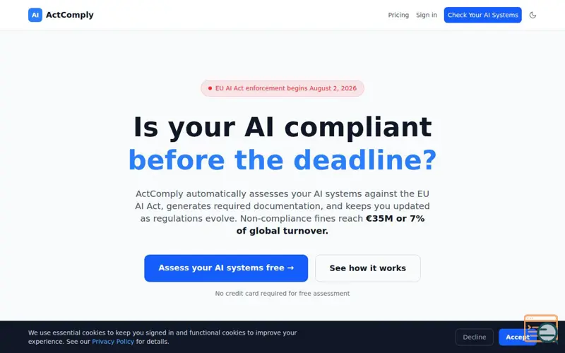 Screenshot of ActComply