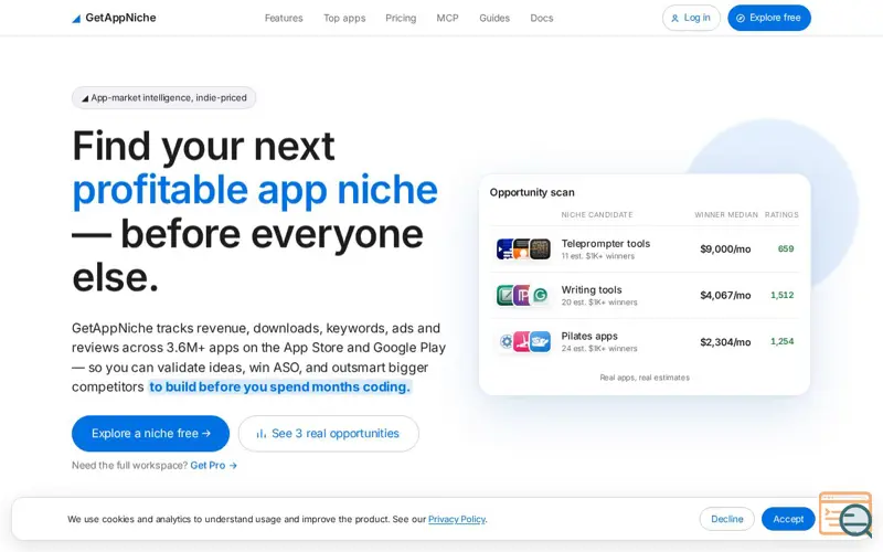 Screenshot of GetAppNiche