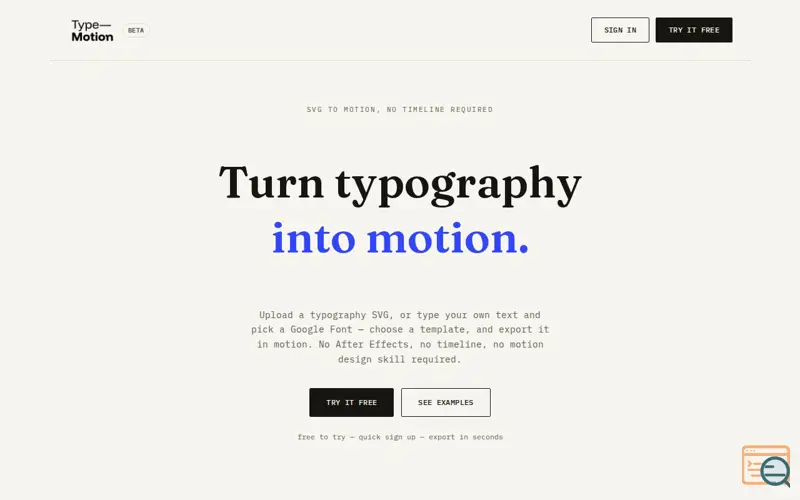 Screenshot of TypeMotion