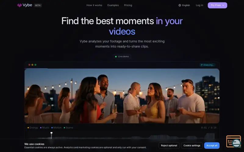 Screenshot of Vybe Video, a launch using Hetzner Object Storage