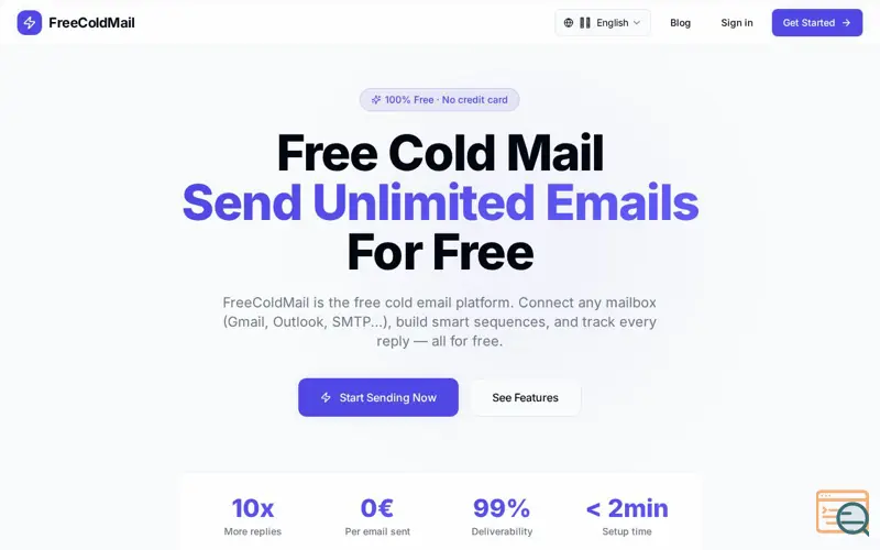 Screenshot of FreeColdMail