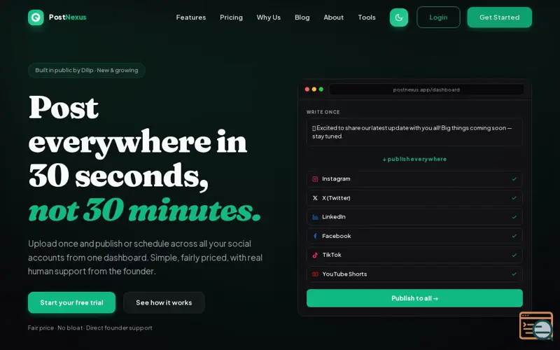 Screenshot of PostNexus AI
