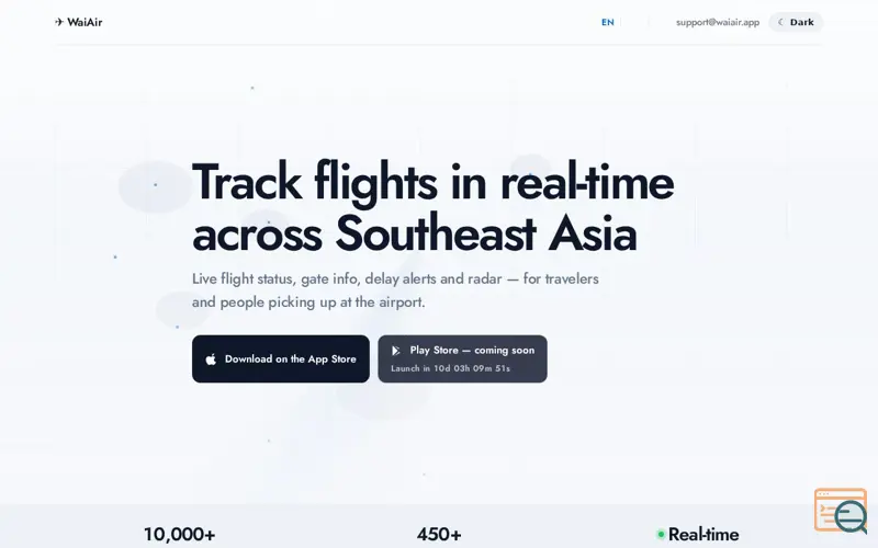 Screenshot of WaiAir · Real-time flight tracker for Southeast Asia