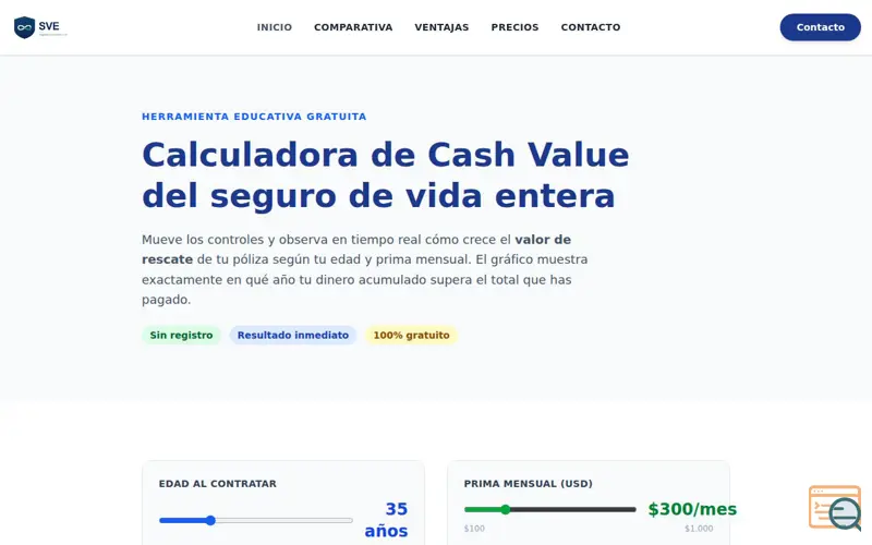 Screenshot of Calculadora Cash Value