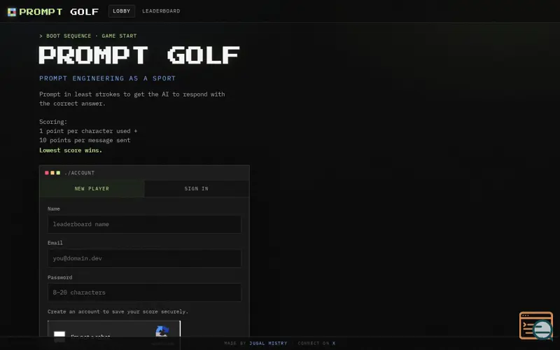 Screenshot of Prompt Golf