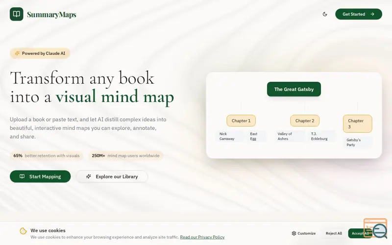 Screenshot of Summary Maps, a launch using Open Library