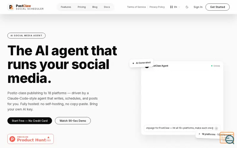 Screenshot of PostClaw