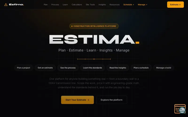Screenshot of Estima Platform