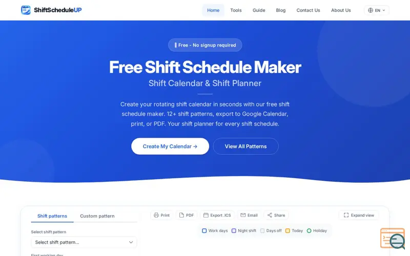 Screenshot of ShiftScheduleUp
