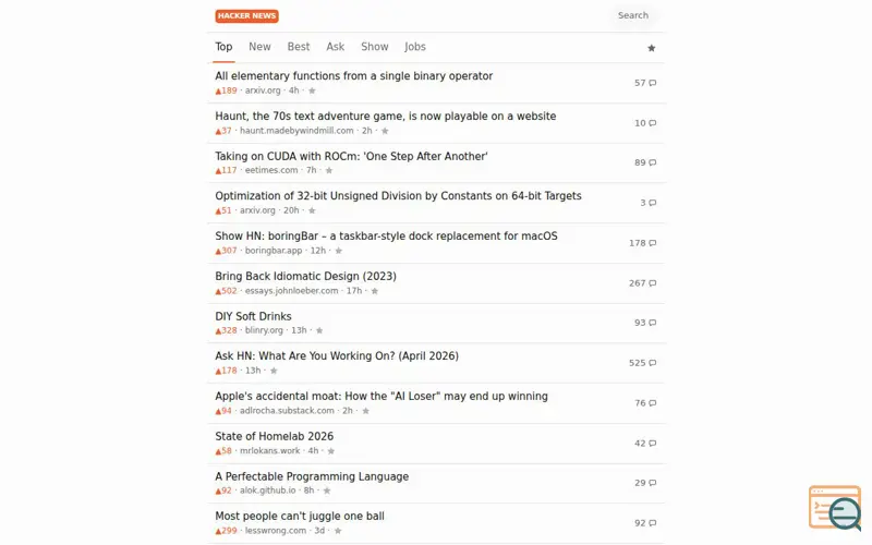 Screenshot of Minimal mobile HN reader, a launch using Hacker News API