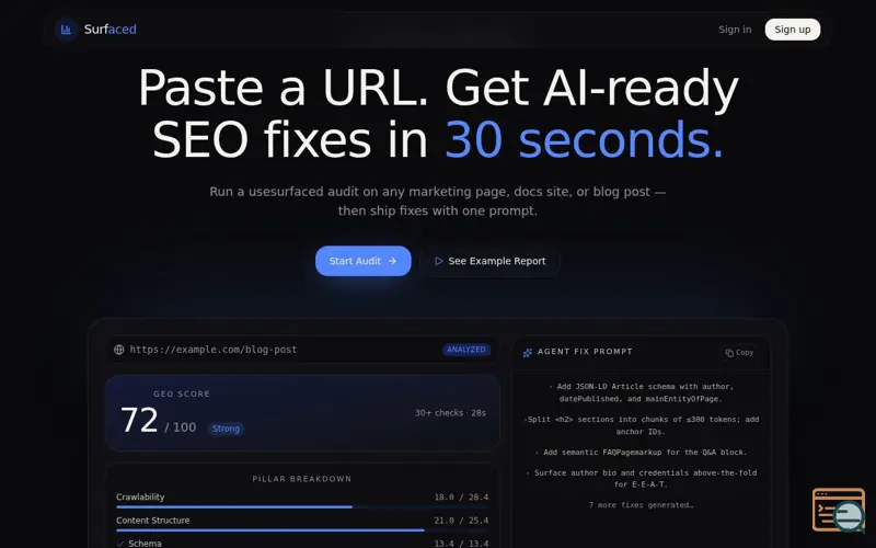 Screenshot of Surfaced