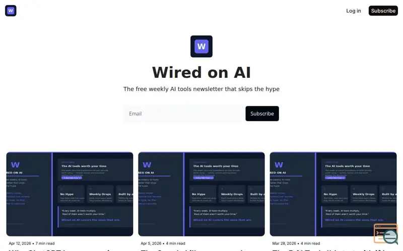 Screenshot of Wired on AI