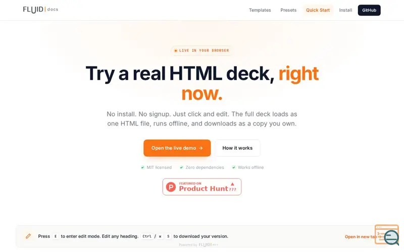 Screenshot of FluidDocs Deck Builder