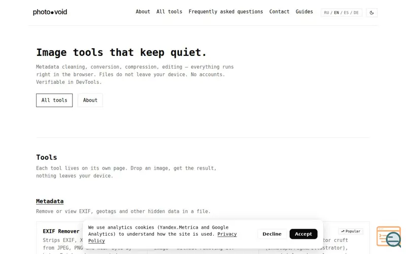 Screenshot of Photovoid