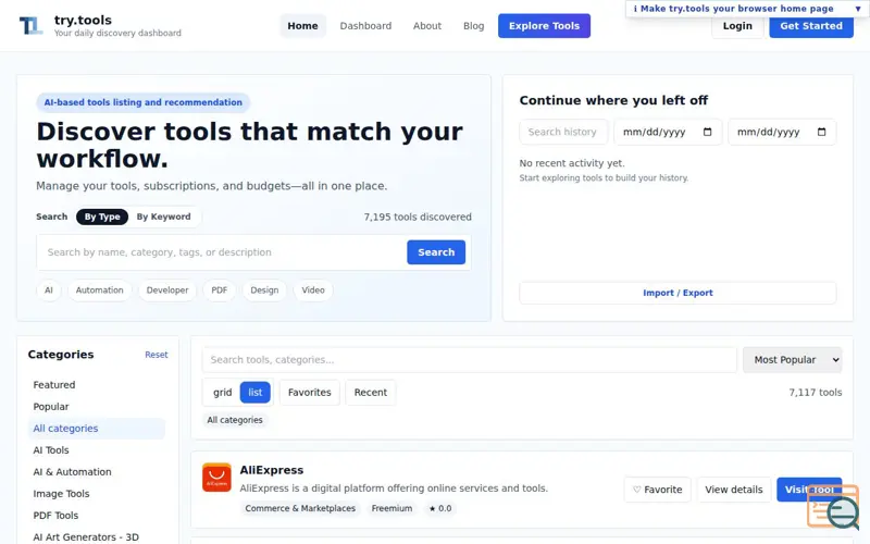 Screenshot of try.tools