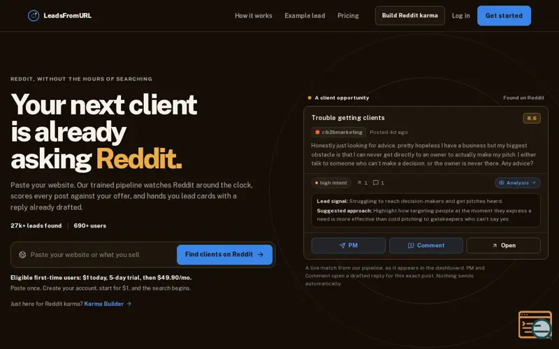 Screenshot of LeadsFromURL