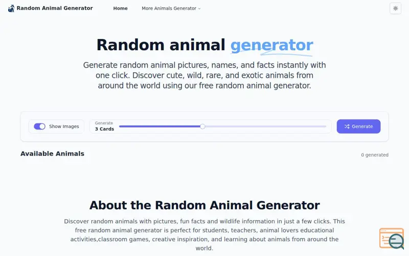 Screenshot of Random Animal Generator