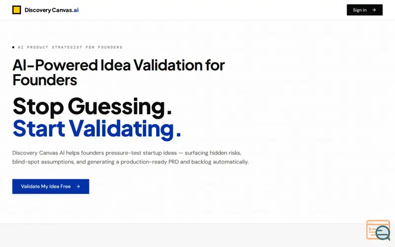 Screenshot of Discovery Canvas AI