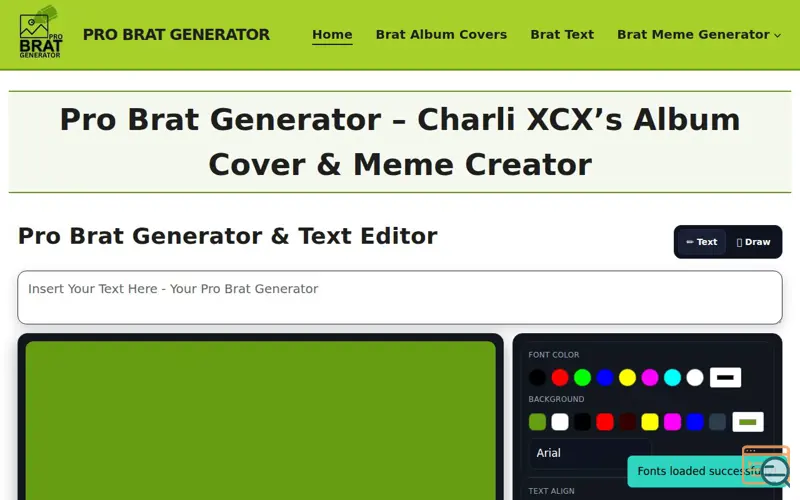 Screenshot of Pro Brat Generator
