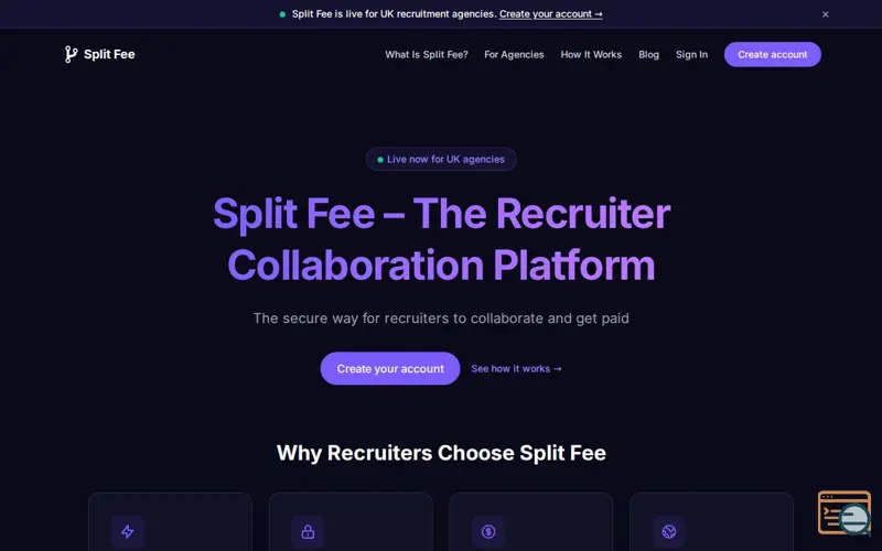 Screenshot of Split Fee