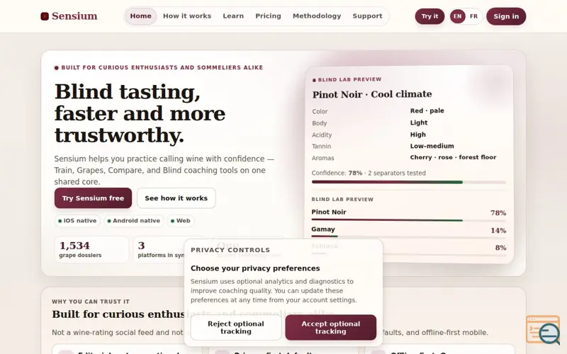 Screenshot of Sensium