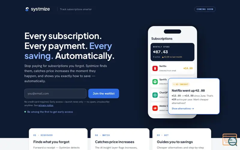 Screenshot of Systmize