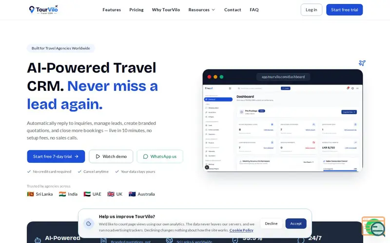 Screenshot of TourVilo – Everything your travel agency needs | TourVilo